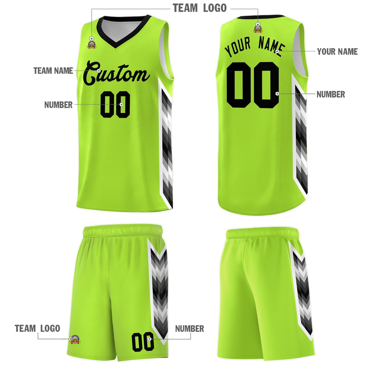 Custom Neon Green Mosaic Gradient Fashion Sports Uniform Basketball Jersey|KXKSHOP