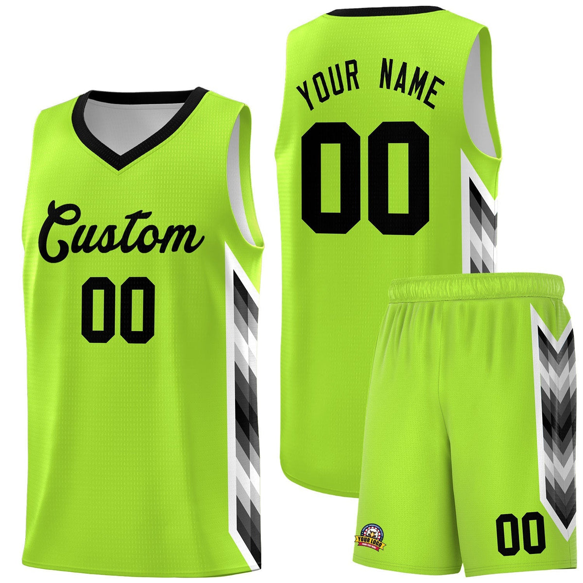 Custom Neon Green Mosaic Gradient Fashion Sports Uniform Basketball Jersey|KXKSHOP