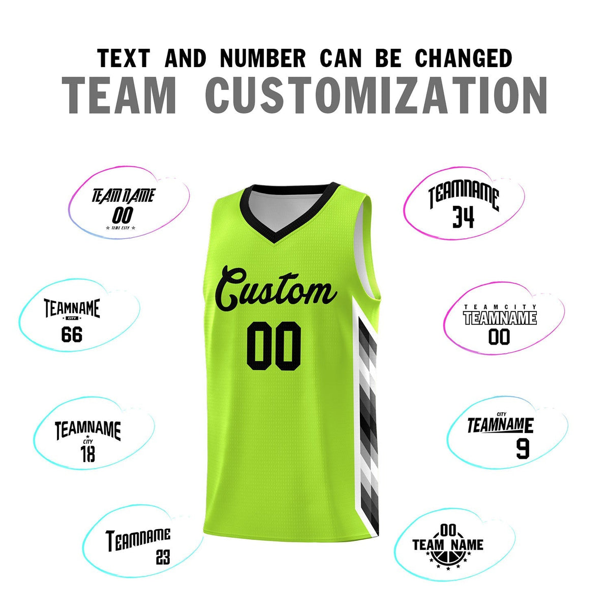 Custom Neon Green Mosaic Gradient Fashion Sports Uniform Basketball Jersey|KXKSHOP