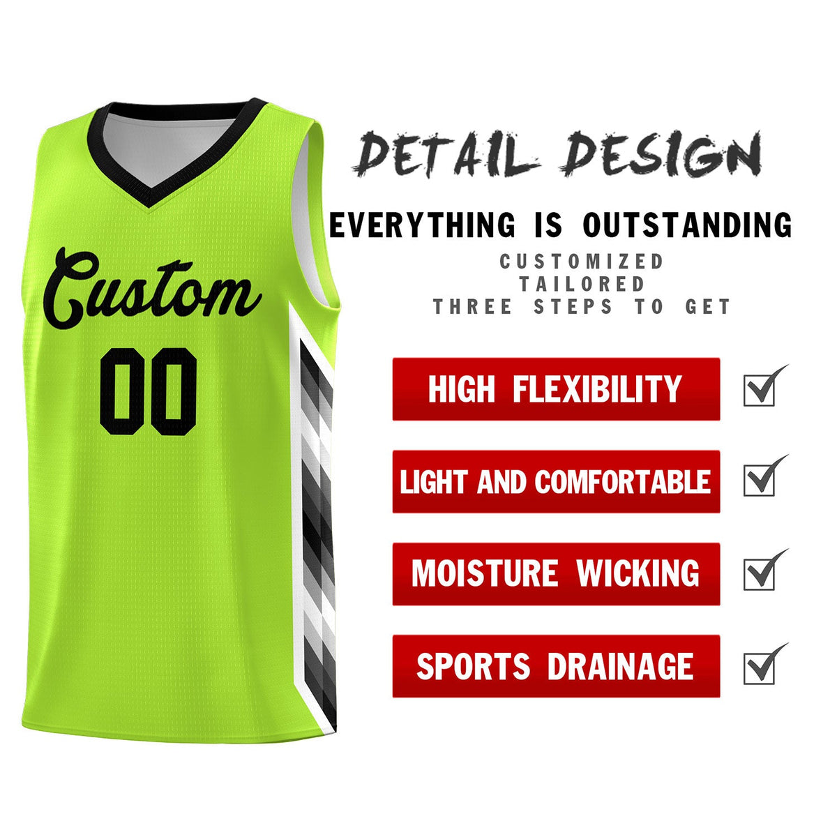 Custom Neon Green Mosaic Gradient Fashion Sports Uniform Basketball Jersey|KXKSHOP