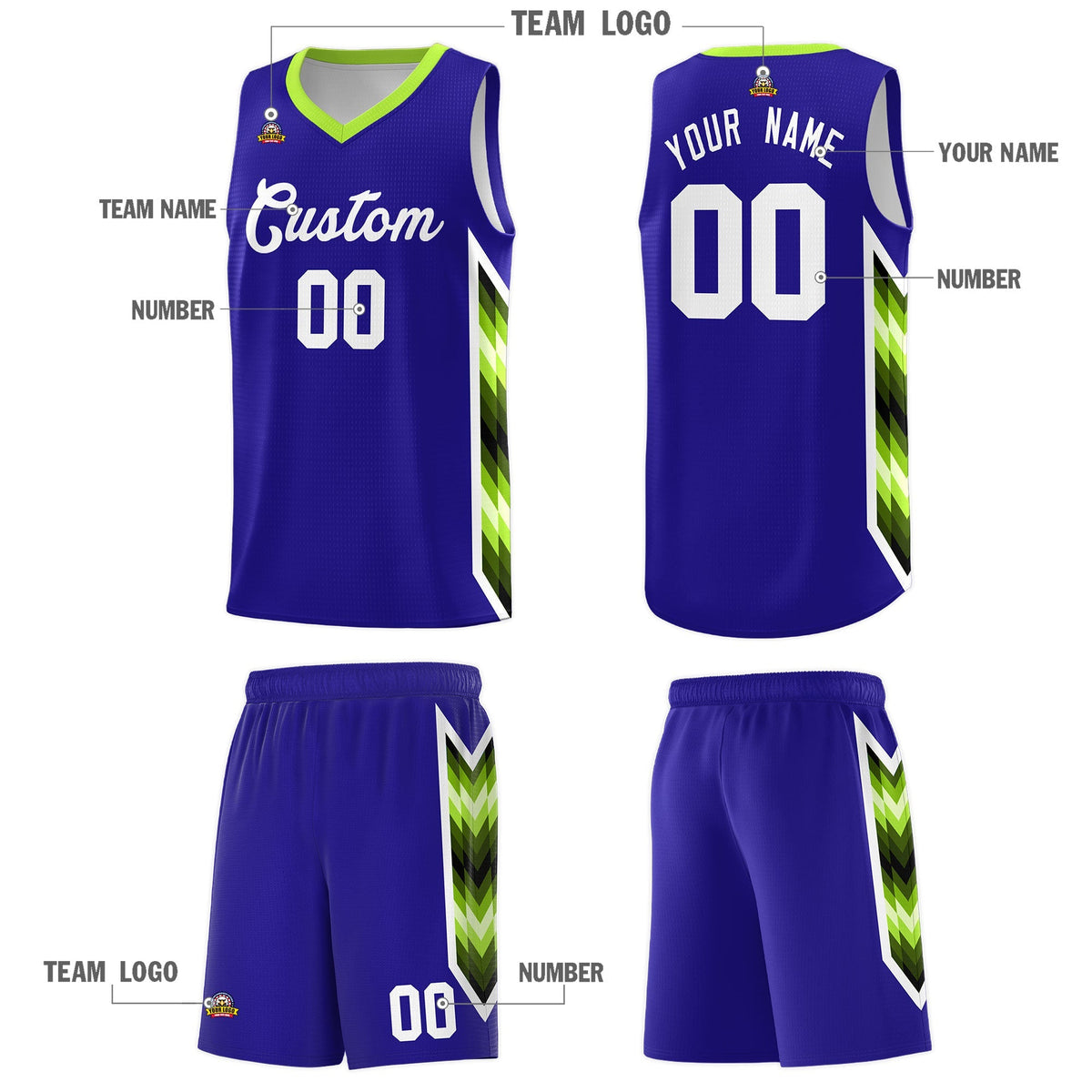 Custom Royal Mosaic Gradient Fashion Sports Uniform Basketball Jersey|KXKSHOP
