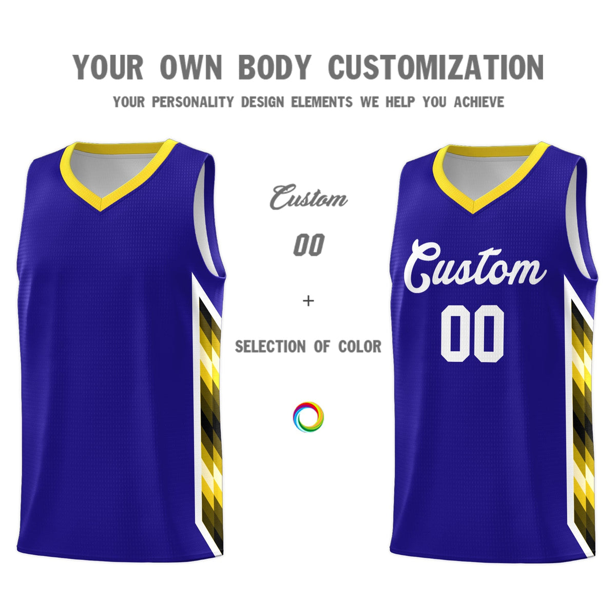 Custom Royal Mosaic Gradient Fashion Sports Uniform Basketball Jersey|KXKSHOP
