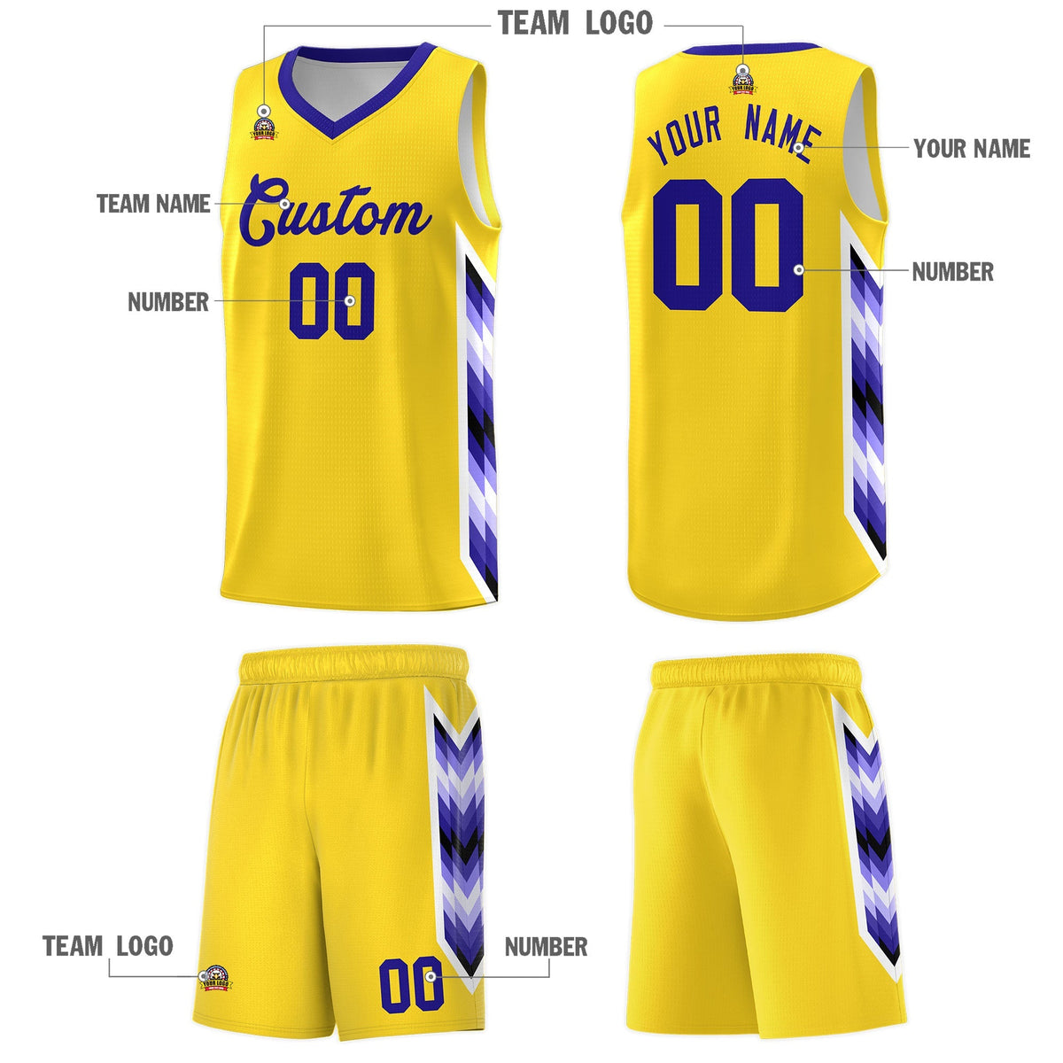 Custom Gold Mosaic Gradient Fashion Sports Uniform Basketball Jersey|KXKSHOP