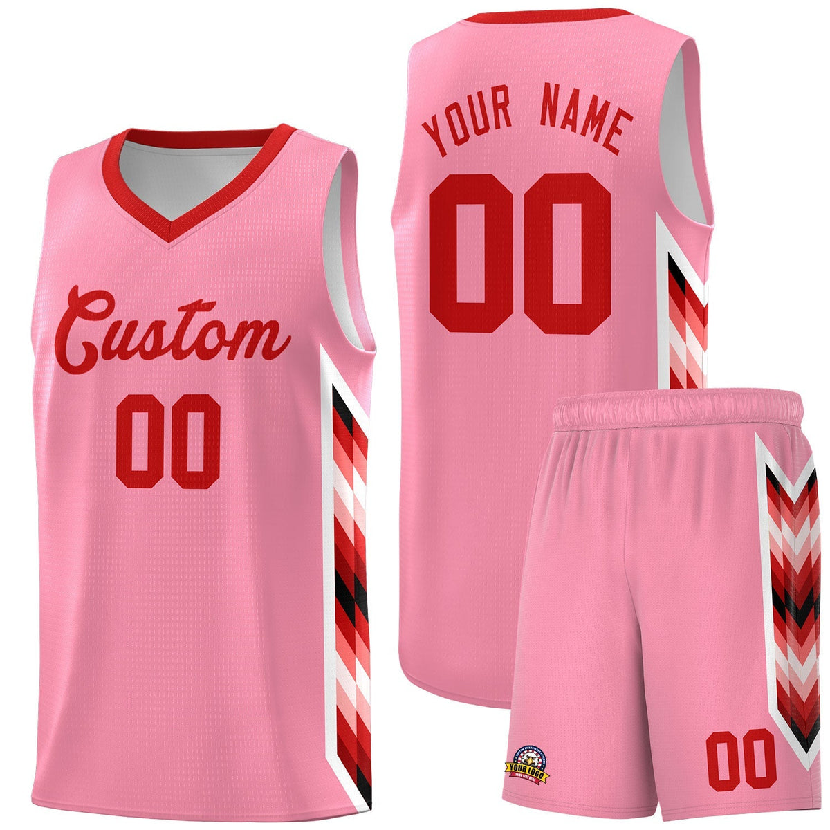 Custom Light Pink Mosaic Gradient Fashion Sports Uniform Basketball Jersey|KXKSHOP