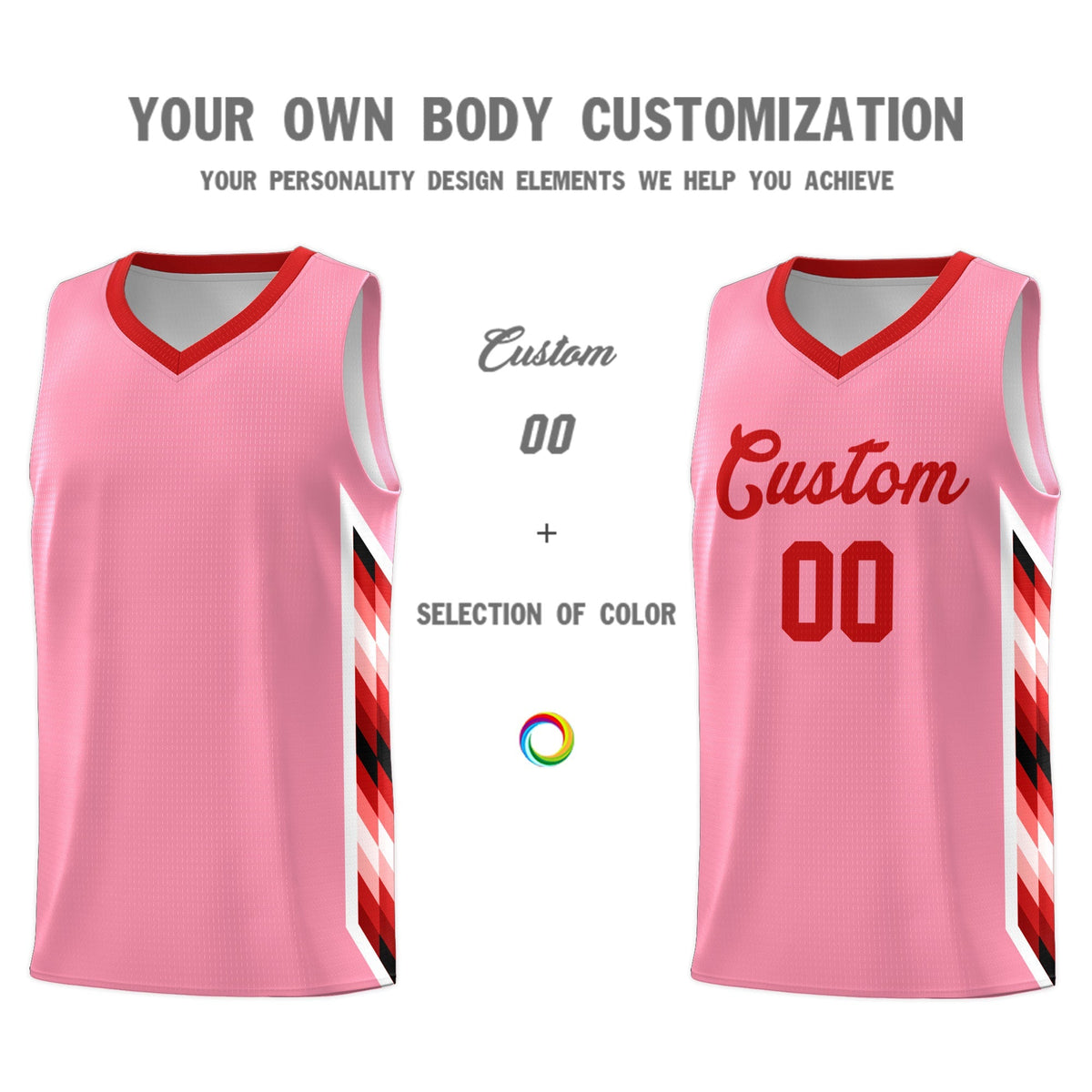 Custom Light Pink Mosaic Gradient Fashion Sports Uniform Basketball Jersey|KXKSHOP