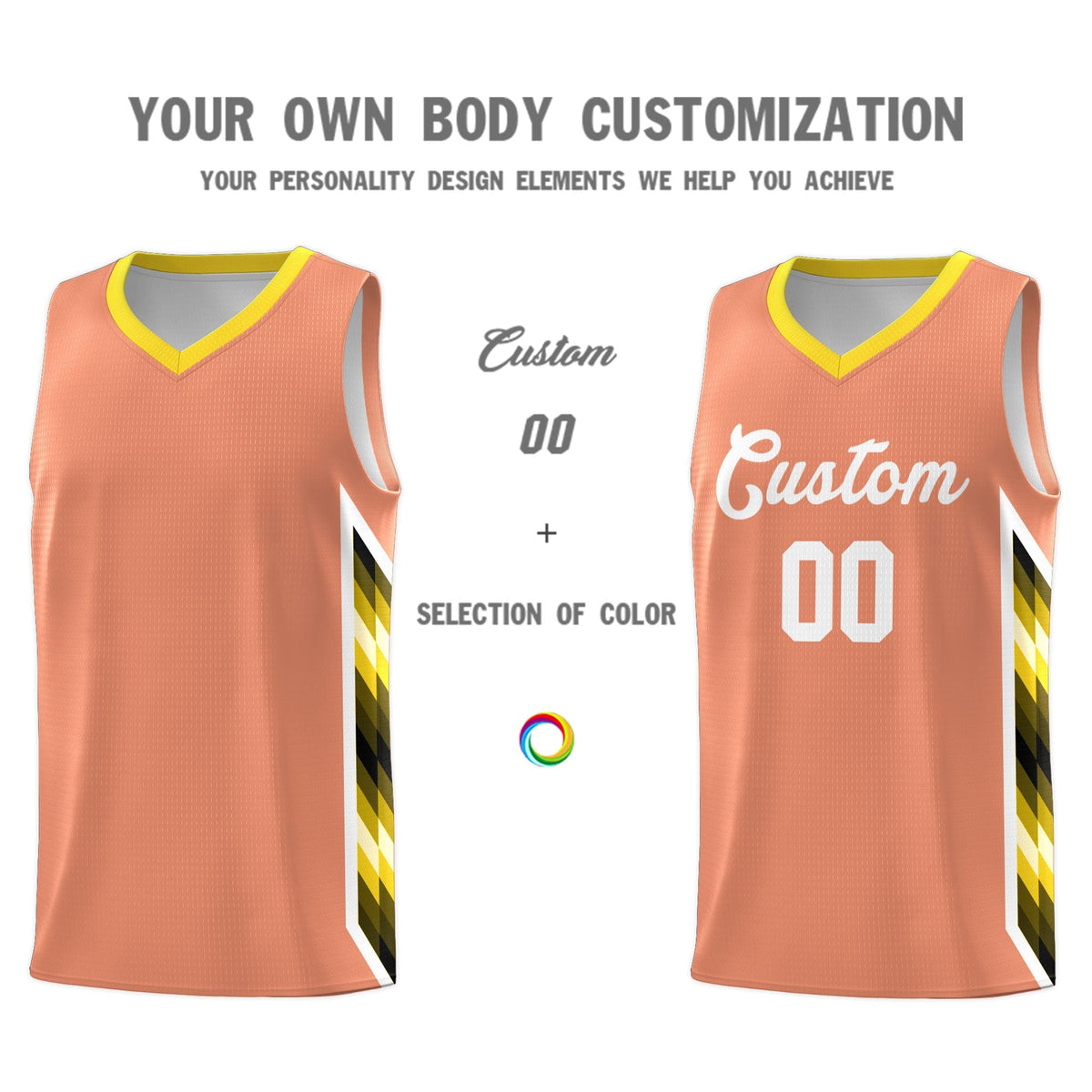 Custom Orange Mosaic Gradient Fashion Sports Uniform Basketball Jersey|KXKSHOP