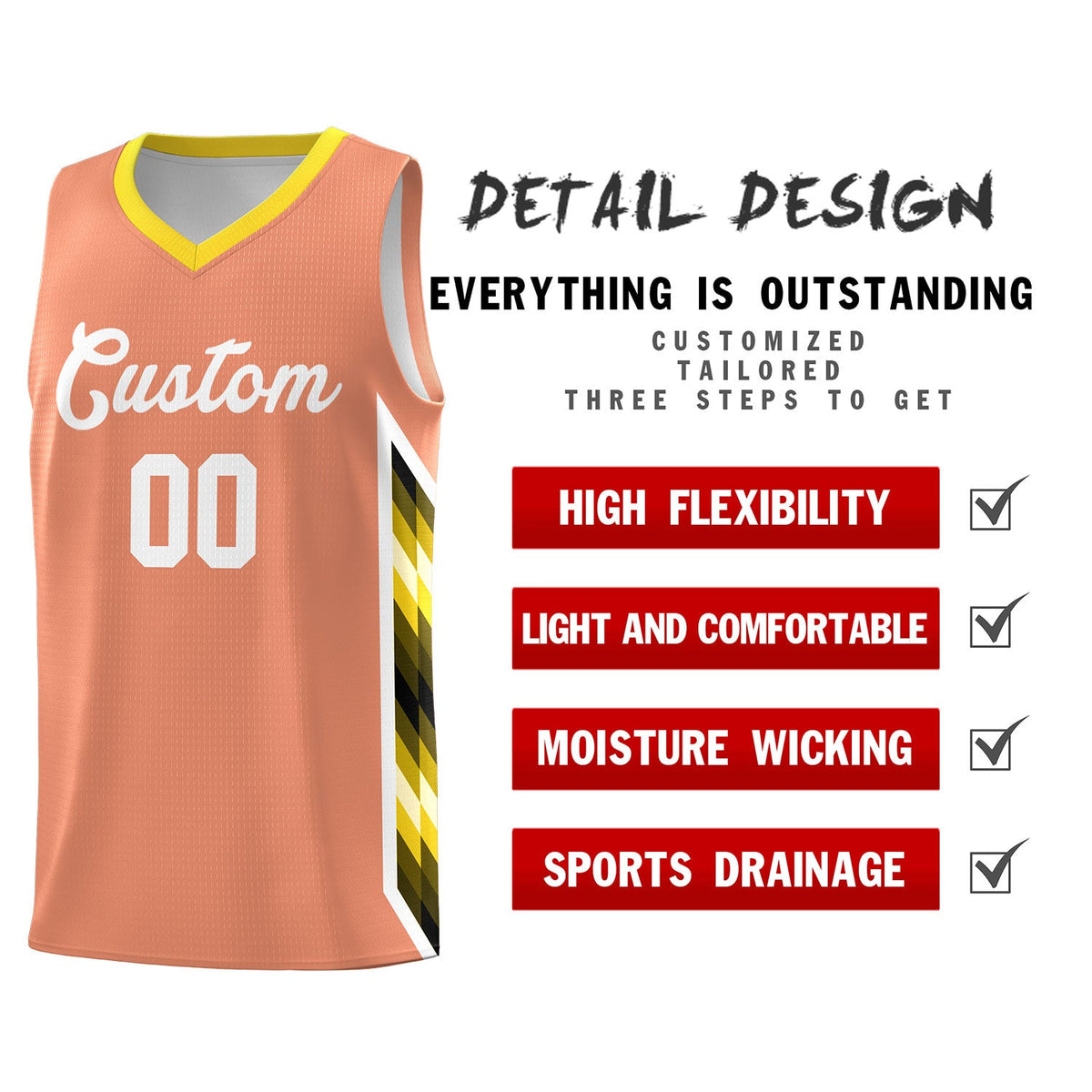 Custom Orange Mosaic Gradient Fashion Sports Uniform Basketball Jersey|KXKSHOP