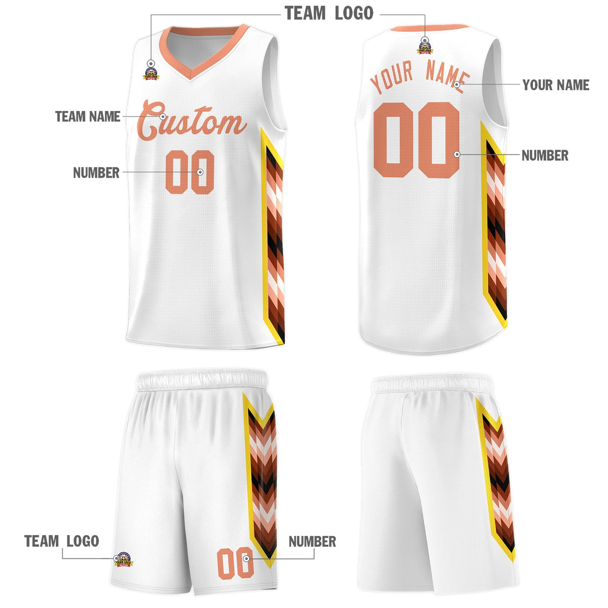Custom White Mosaic Gradient Fashion Sports Uniform Basketball Jersey|KXKSHOP