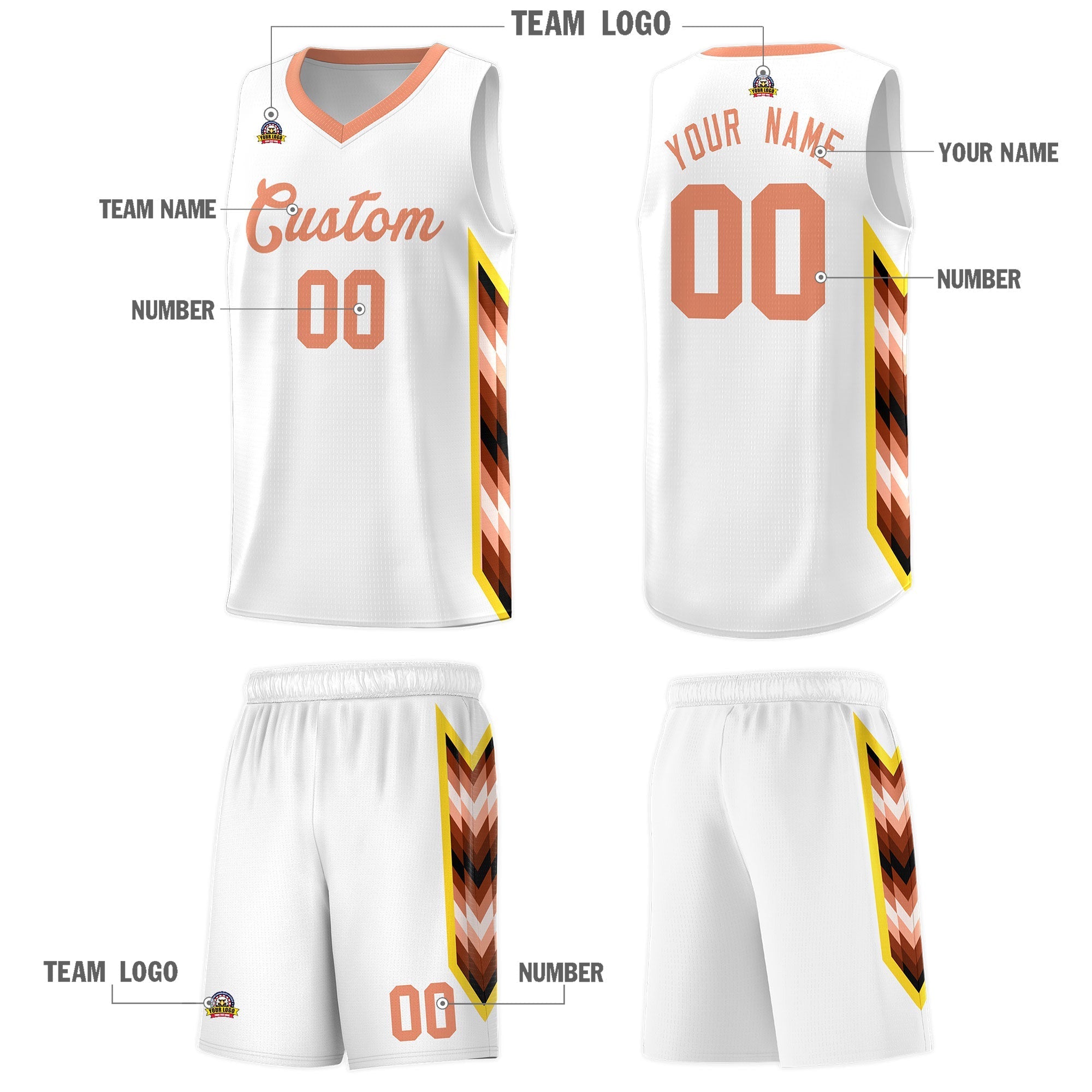 Custom White Mosaic Gradient Fashion Sports Uniform Basketball Jersey|KXKSHOP