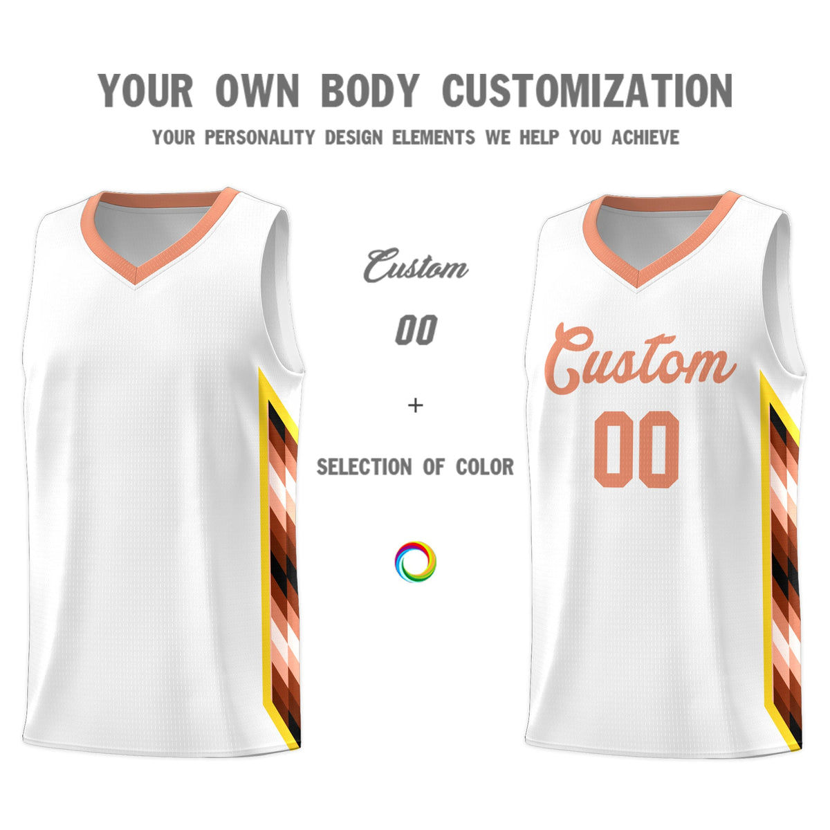 Custom White Mosaic Gradient Fashion Sports Uniform Basketball Jersey|KXKSHOP