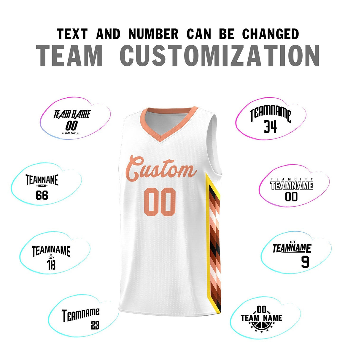 Custom White Mosaic Gradient Fashion Sports Uniform Basketball Jersey|KXKSHOP