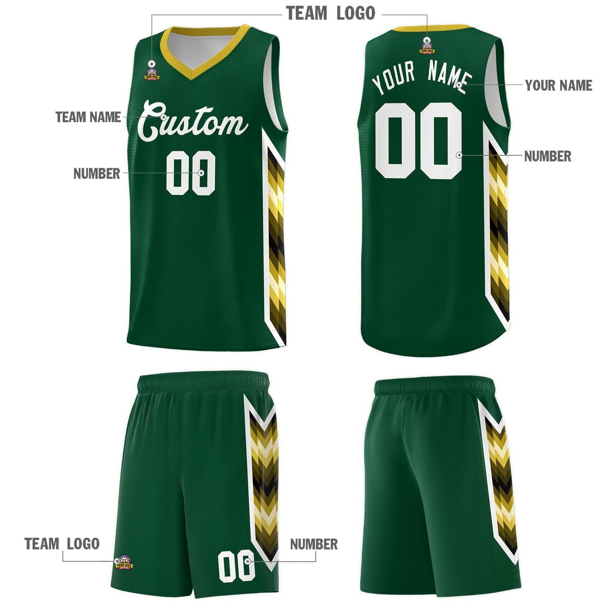 Custom Hunter Green Mosaic Gradient Fashion Sports Uniform Basketball Jersey|KXKSHOP