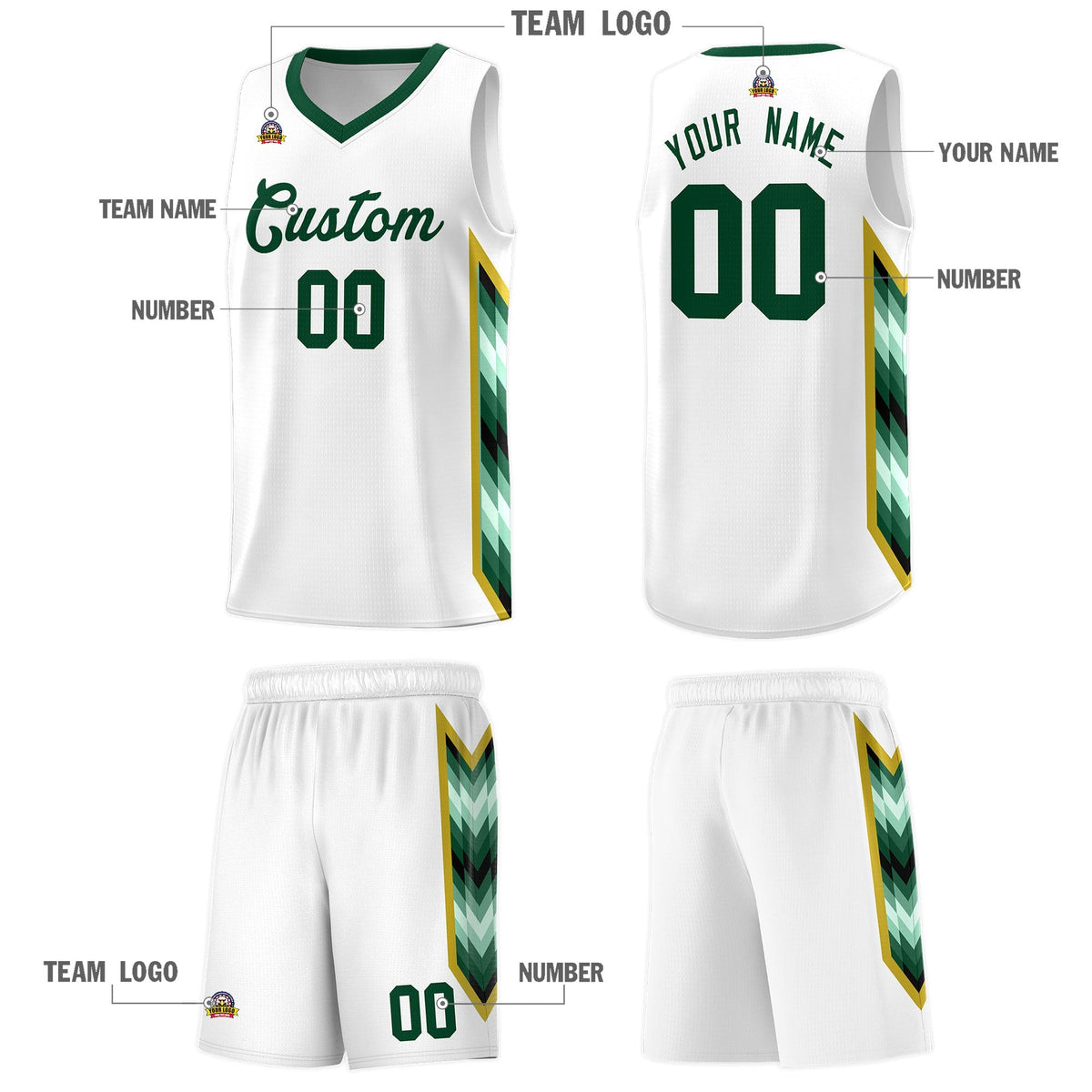 Custom White Mosaic Gradient Fashion Sports Uniform Basketball Jersey|KXKSHOP