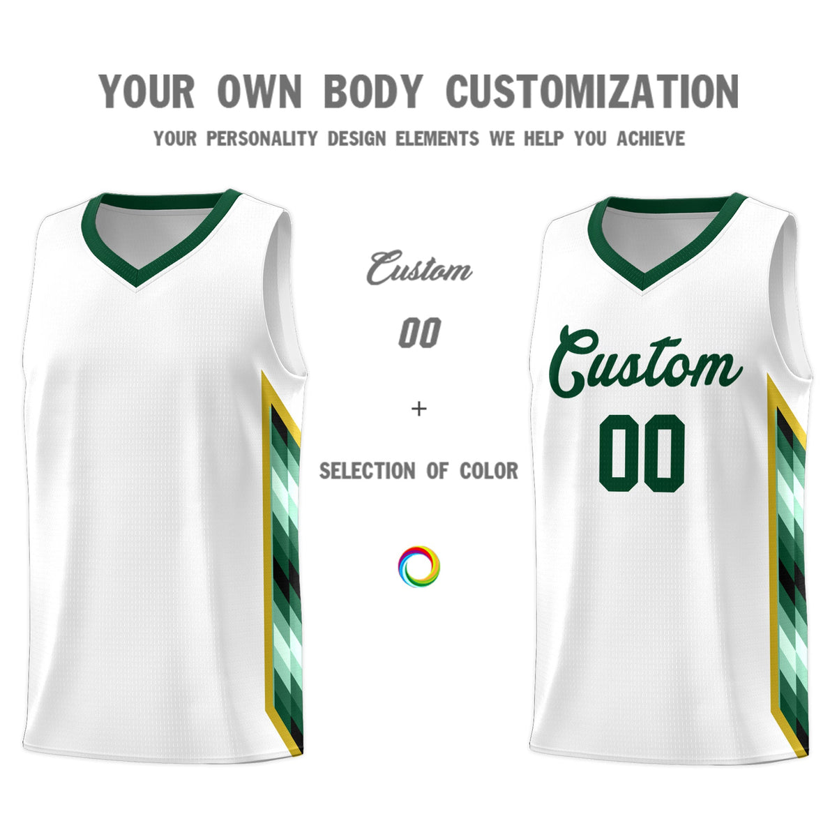 Custom White Mosaic Gradient Fashion Sports Uniform Basketball Jersey|KXKSHOP