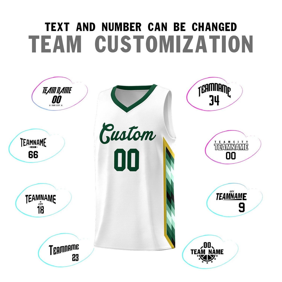 Custom White Mosaic Gradient Fashion Sports Uniform Basketball Jersey|KXKSHOP