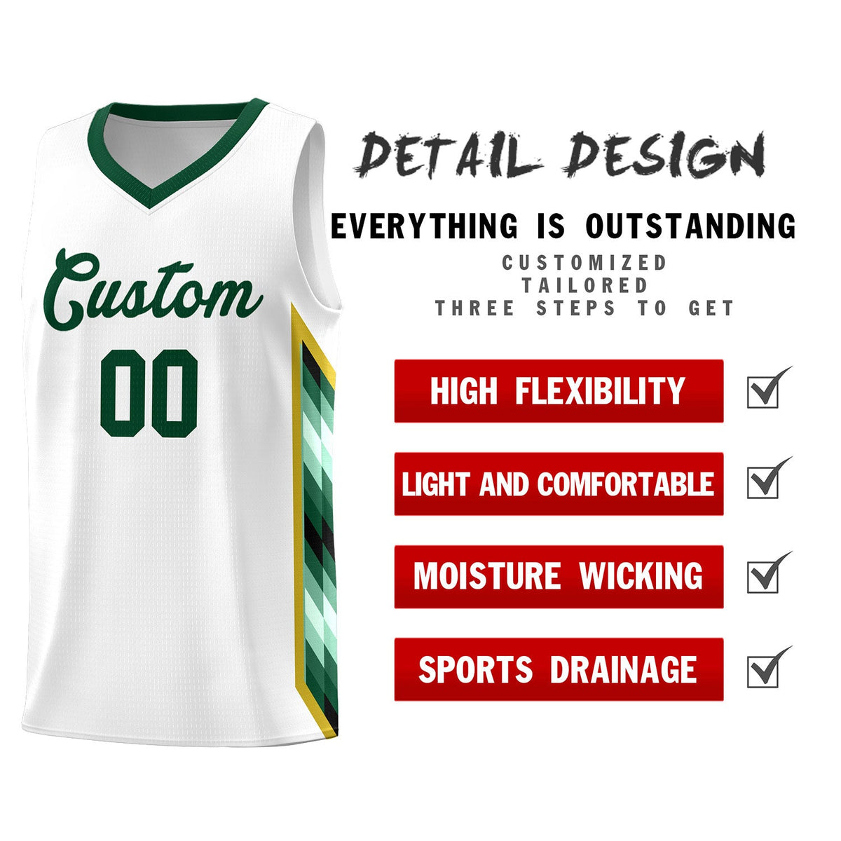 Custom White Mosaic Gradient Fashion Sports Uniform Basketball Jersey|KXKSHOP