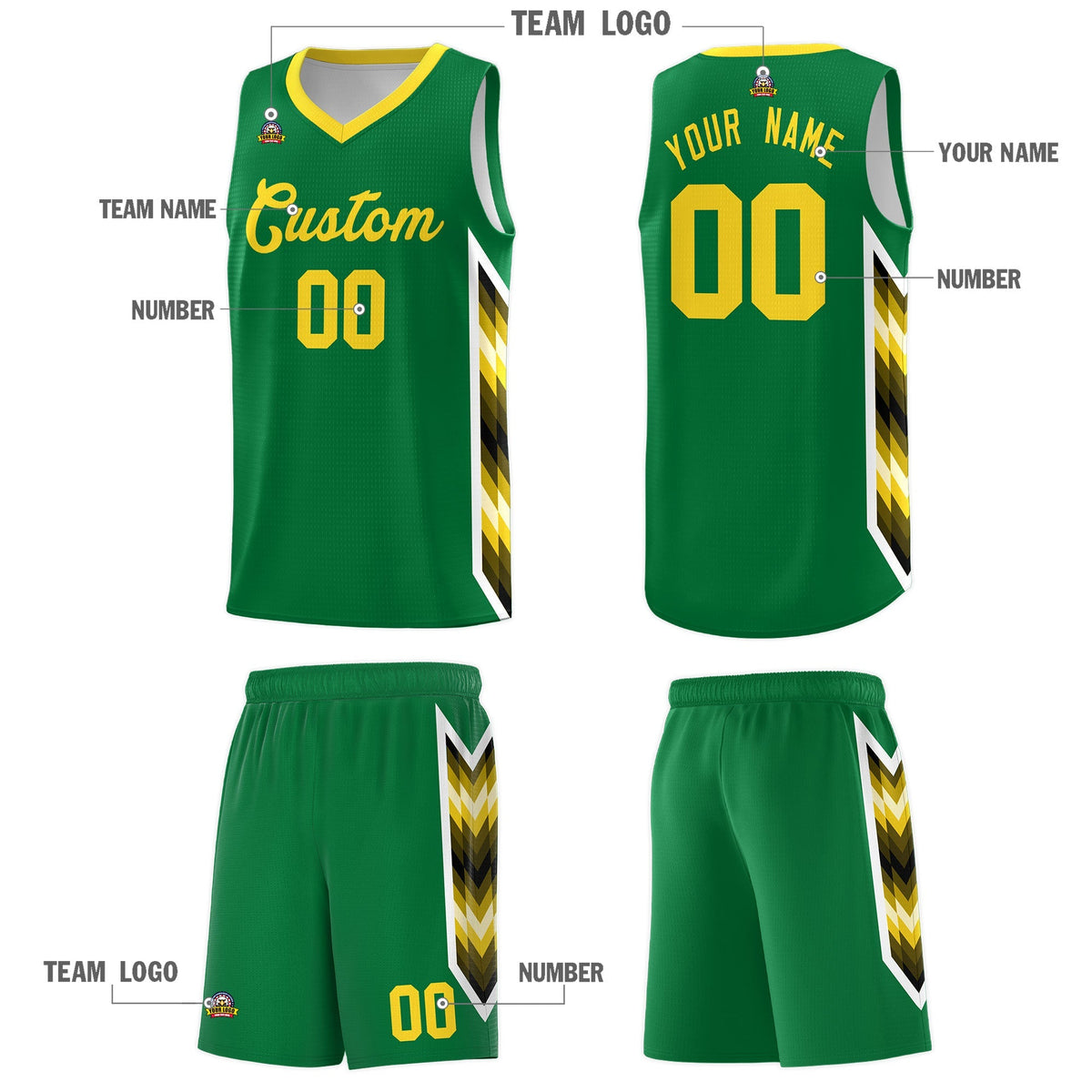 Custom Kelly Green Mosaic Gradient Fashion Sports Uniform Basketball Jersey|KXKSHOP
