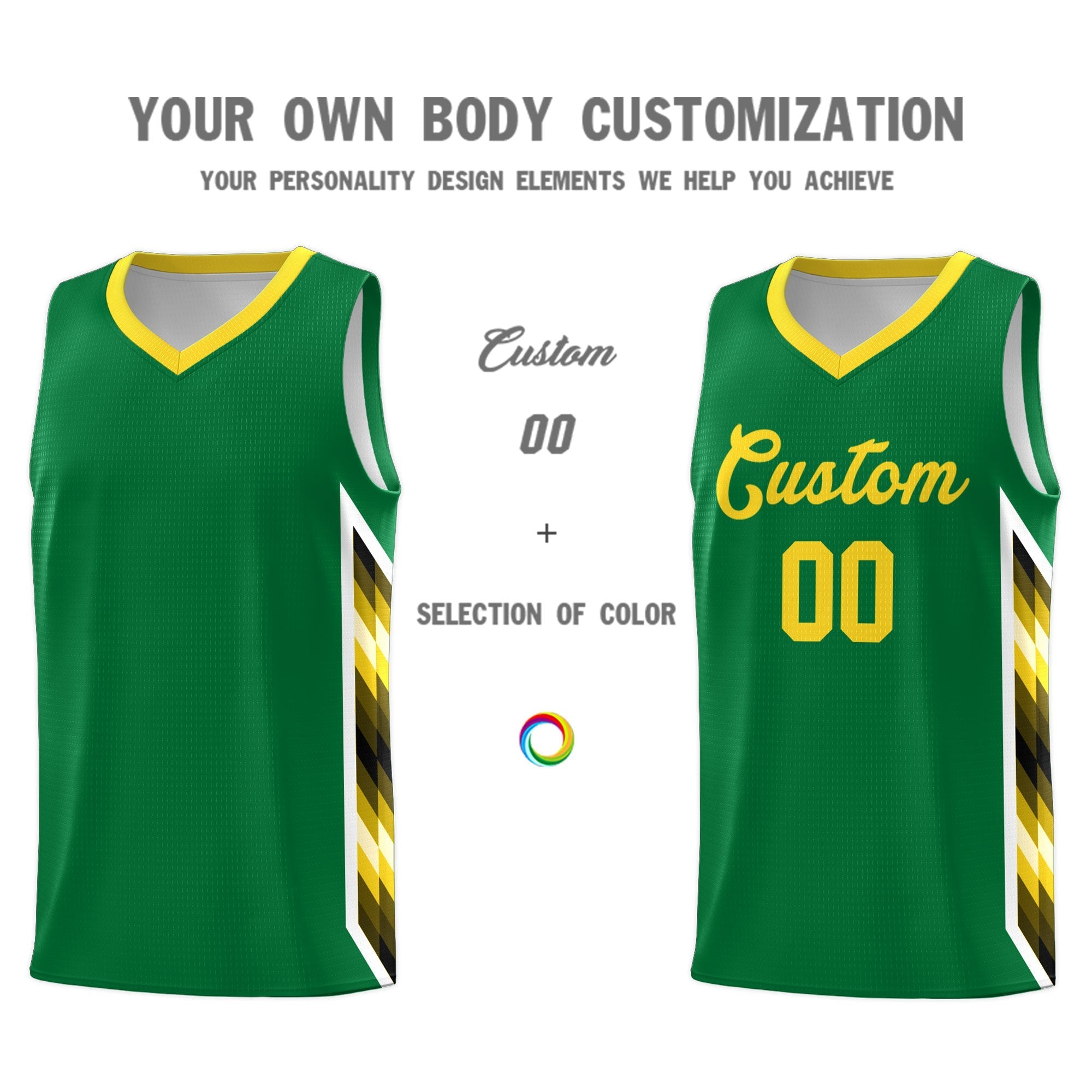Custom Kelly Green Mosaic Gradient Fashion Sports Uniform Basketball Jersey|KXKSHOP