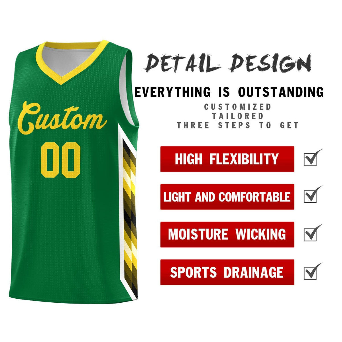Custom Kelly Green Mosaic Gradient Fashion Sports Uniform Basketball Jersey|KXKSHOP