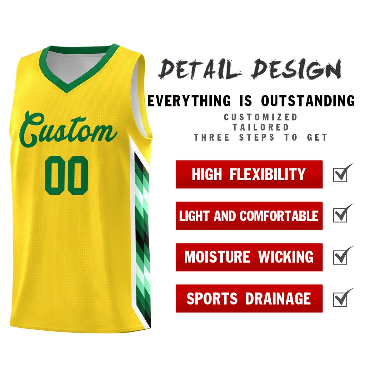 Custom Gold Mosaic Gradient Fashion Sports Uniform Basketball Jersey|KXKSHOP