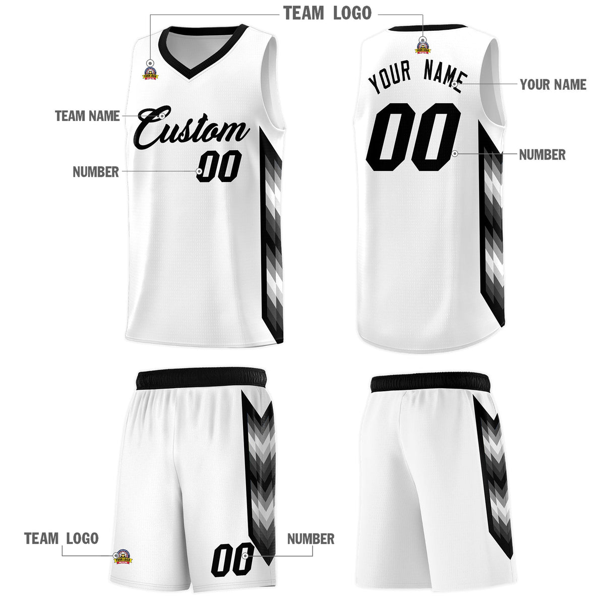 Custom White Mosaic Gradient Fashion Sports Uniform Basketball Jersey|KXKSHOP
