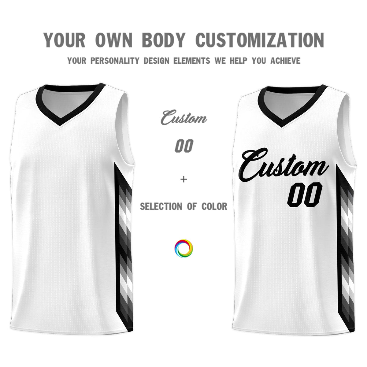 Custom White Mosaic Gradient Fashion Sports Uniform Basketball Jersey|KXKSHOP