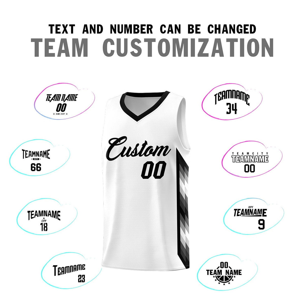 Custom White Mosaic Gradient Fashion Sports Uniform Basketball Jersey|KXKSHOP