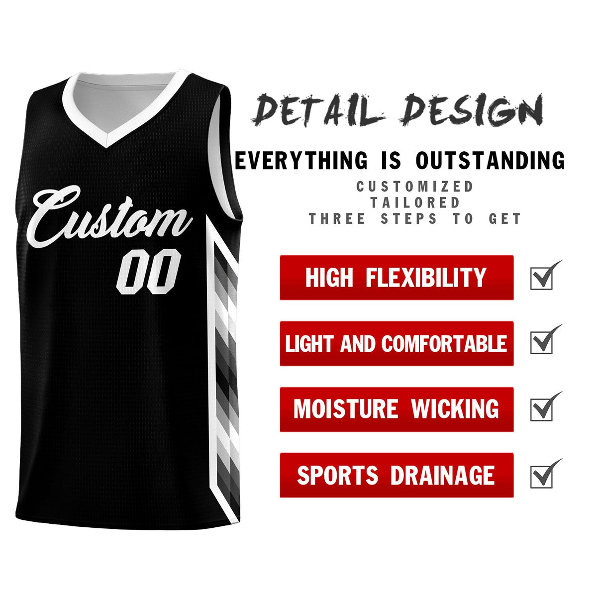 Custom Black Mosaic Gradient Fashion Sports Uniform Basketball Jersey|KXKSHOP