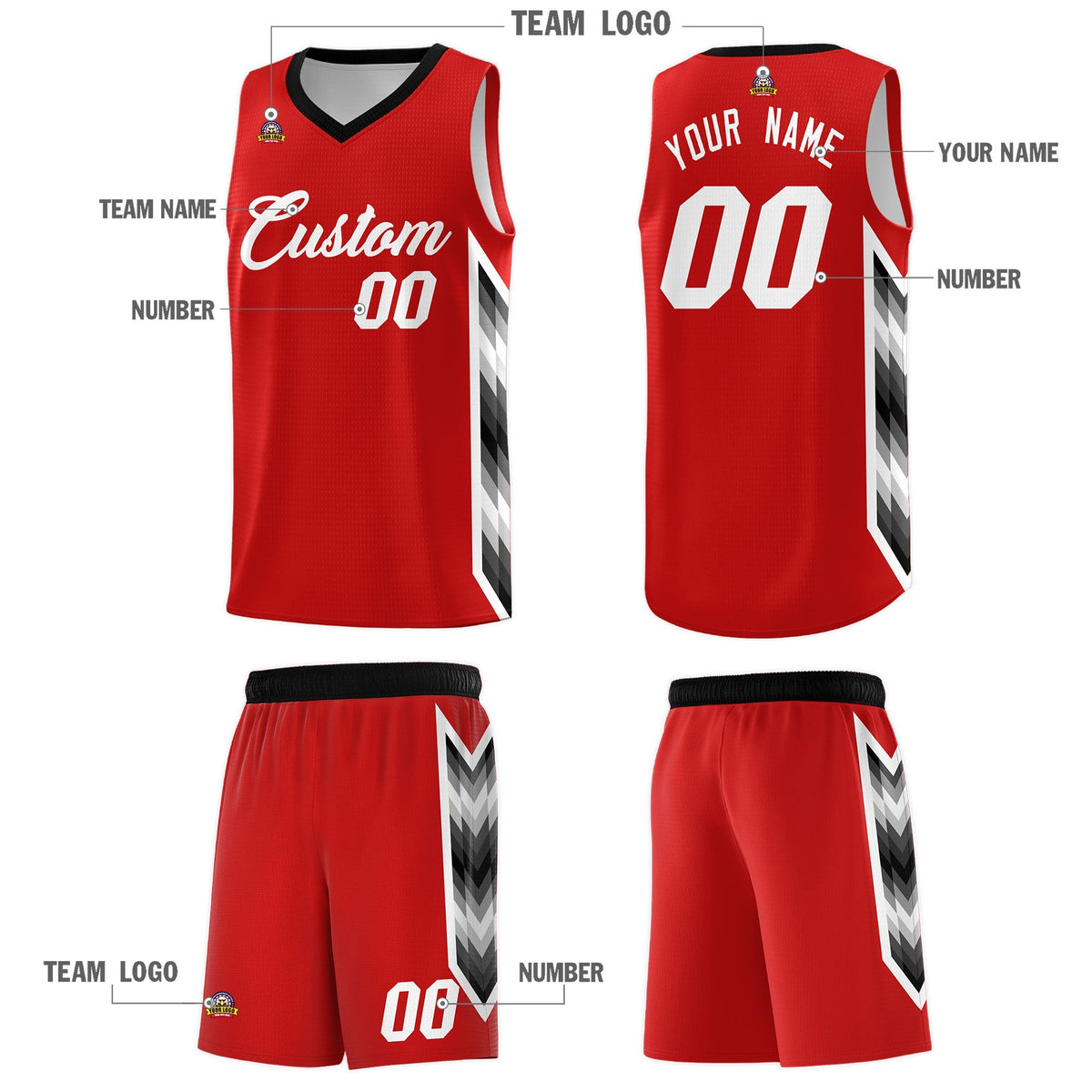 Custom Red Mosaic Gradient Fashion Sports Uniform Basketball Jersey|KXKSHOP