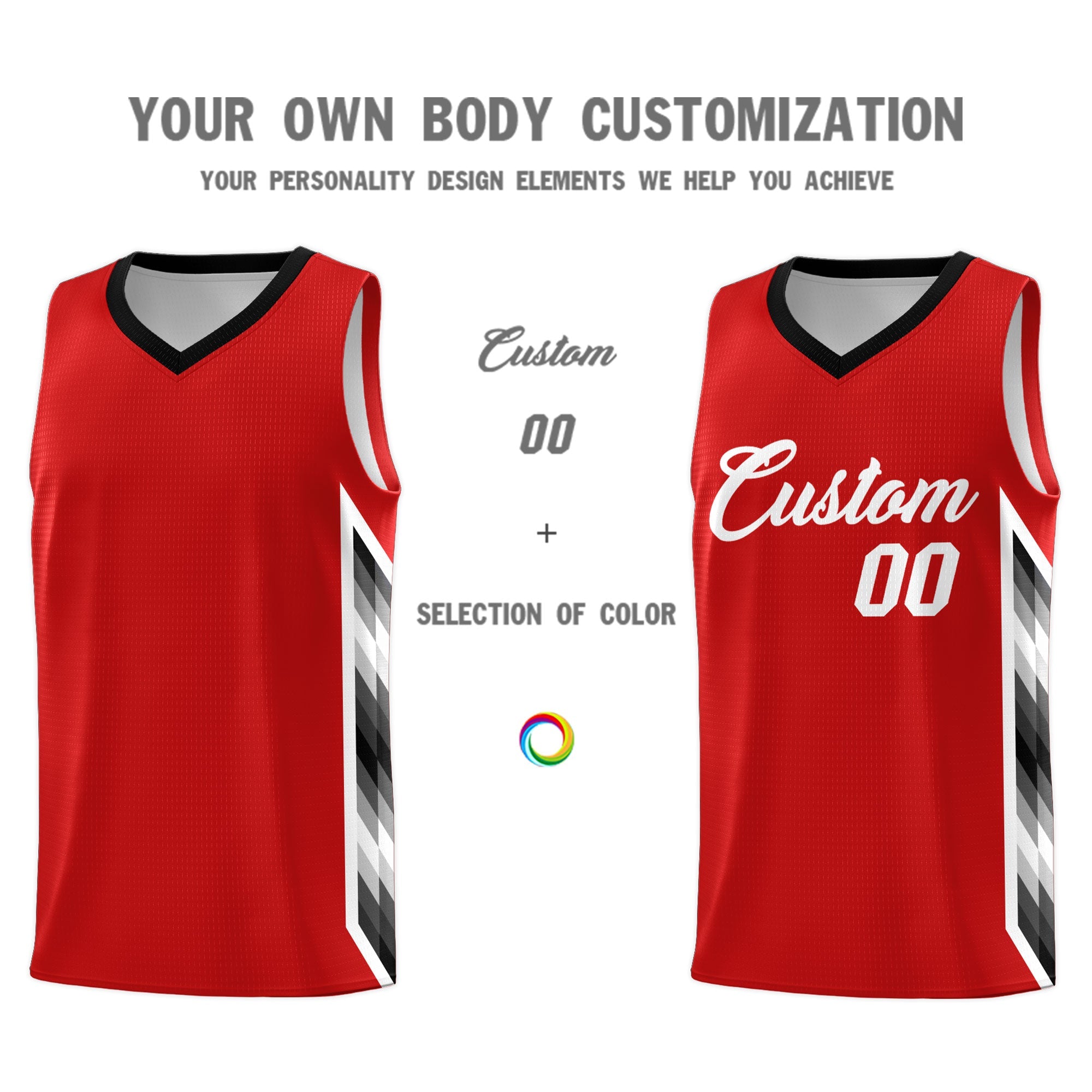 Custom Red Mosaic Gradient Fashion Sports Uniform Basketball Jersey|KXKSHOP