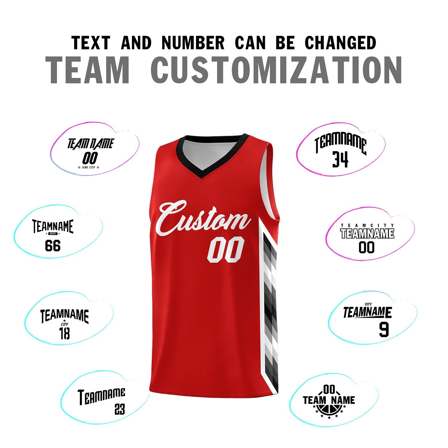 Custom Red Mosaic Gradient Fashion Sports Uniform Basketball Jersey|KXKSHOP