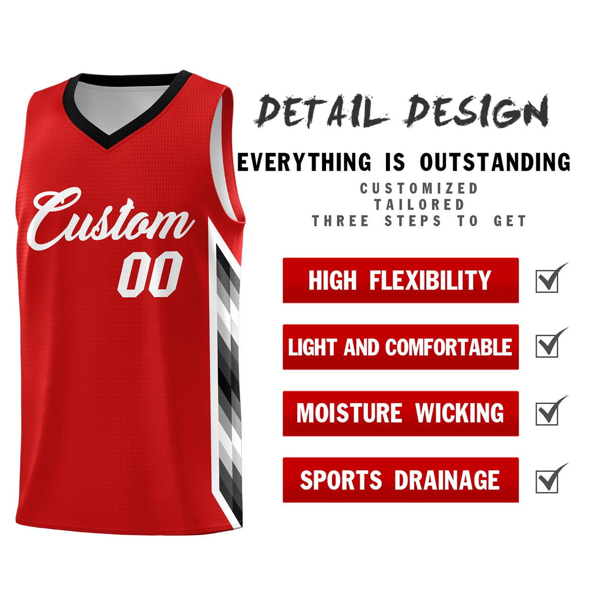 Custom Red Mosaic Gradient Fashion Sports Uniform Basketball Jersey|KXKSHOP