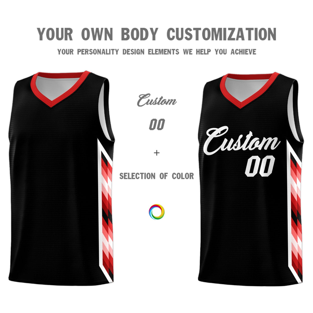 Custom Black Mosaic Gradient Fashion Sports Uniform Basketball Jersey|KXKSHOP
