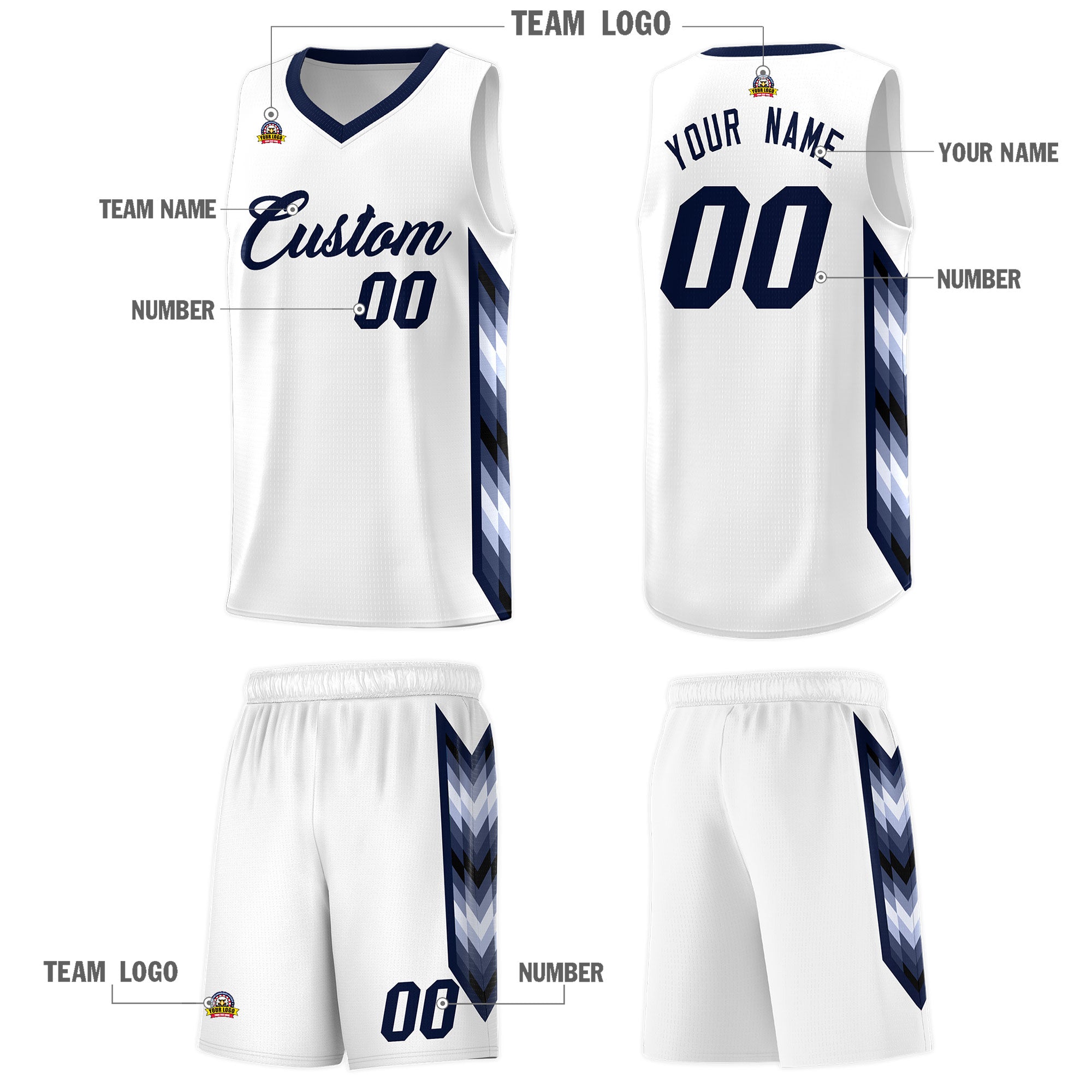 Custom White Mosaic Gradient Fashion Sports Uniform Basketball Jersey|KXKSHOP
