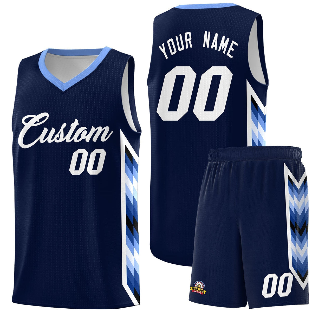 Custom Navy Mosaic Gradient Fashion Sports Uniform Basketball Jersey|KXKSHOP