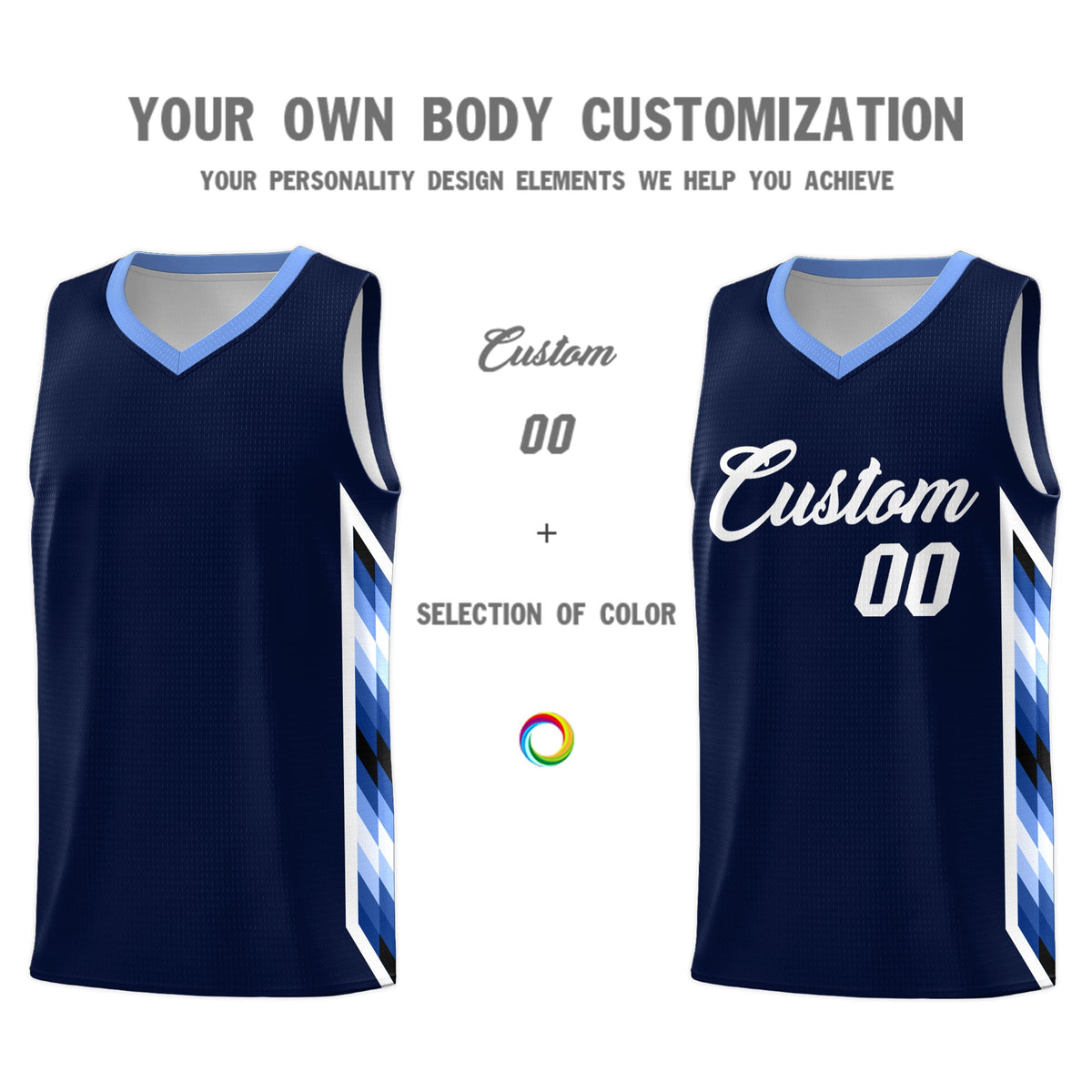 Custom Navy Mosaic Gradient Fashion Sports Uniform Basketball Jersey|KXKSHOP