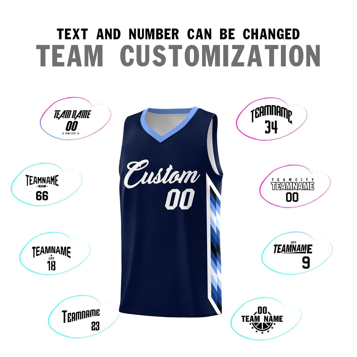 Custom Navy Mosaic Gradient Fashion Sports Uniform Basketball Jersey|KXKSHOP