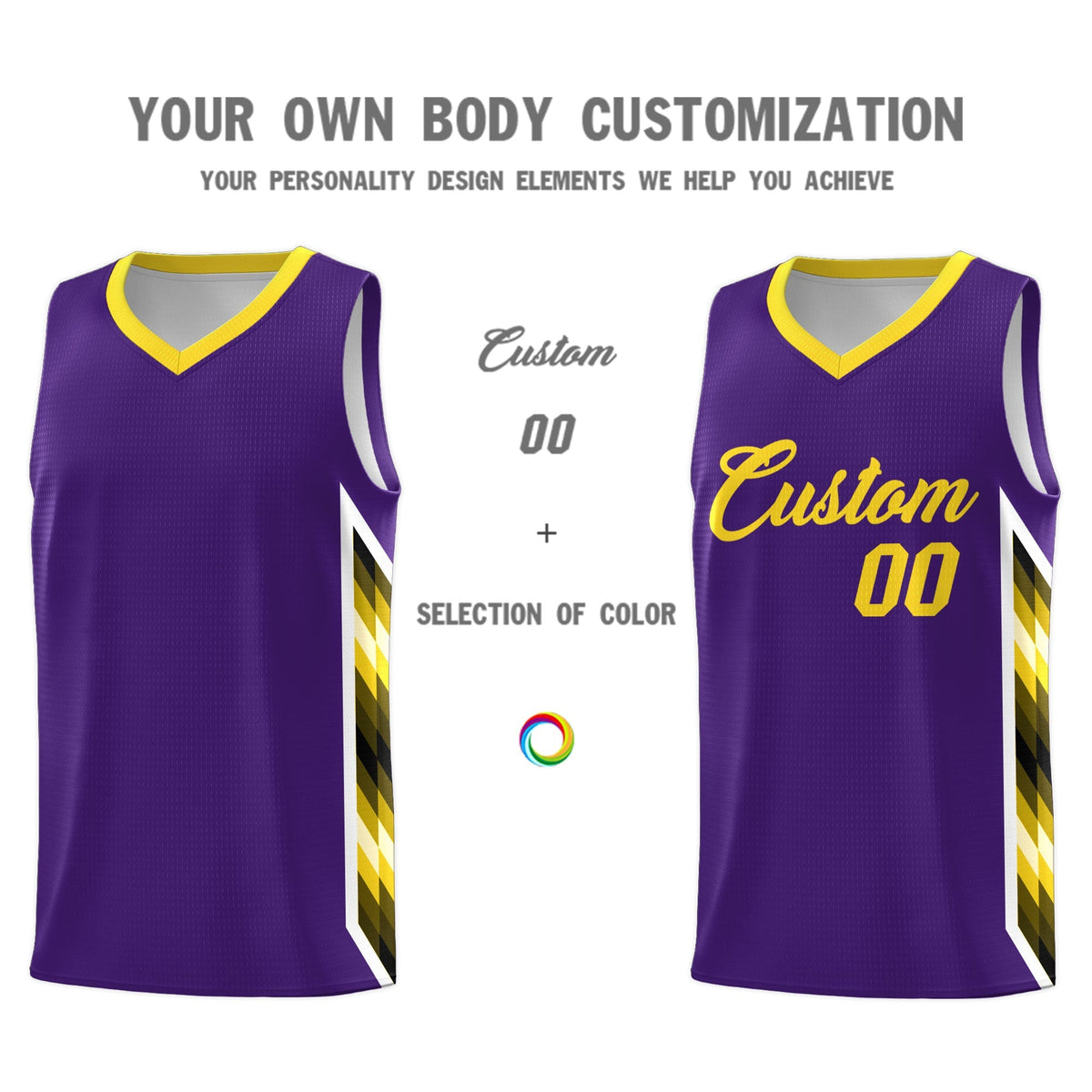 Custom Purple Mosaic Gradient Fashion Sports Uniform Basketball Jersey|KXKSHOP