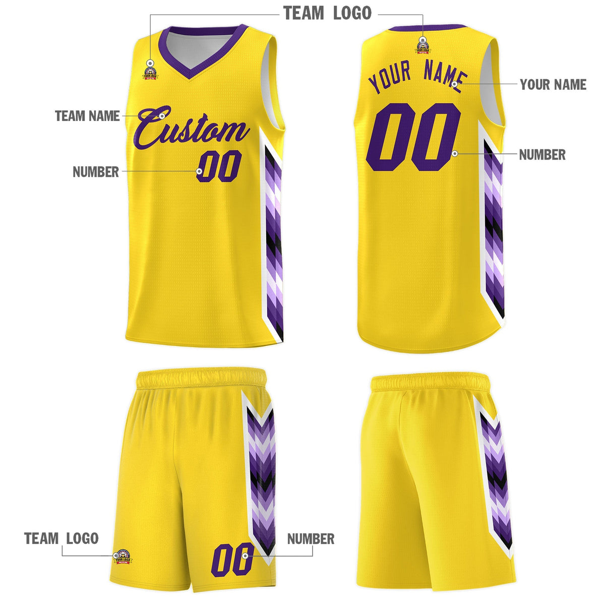 Custom Gold Mosaic Gradient Fashion Sports Uniform Basketball Jersey|KXKSHOP