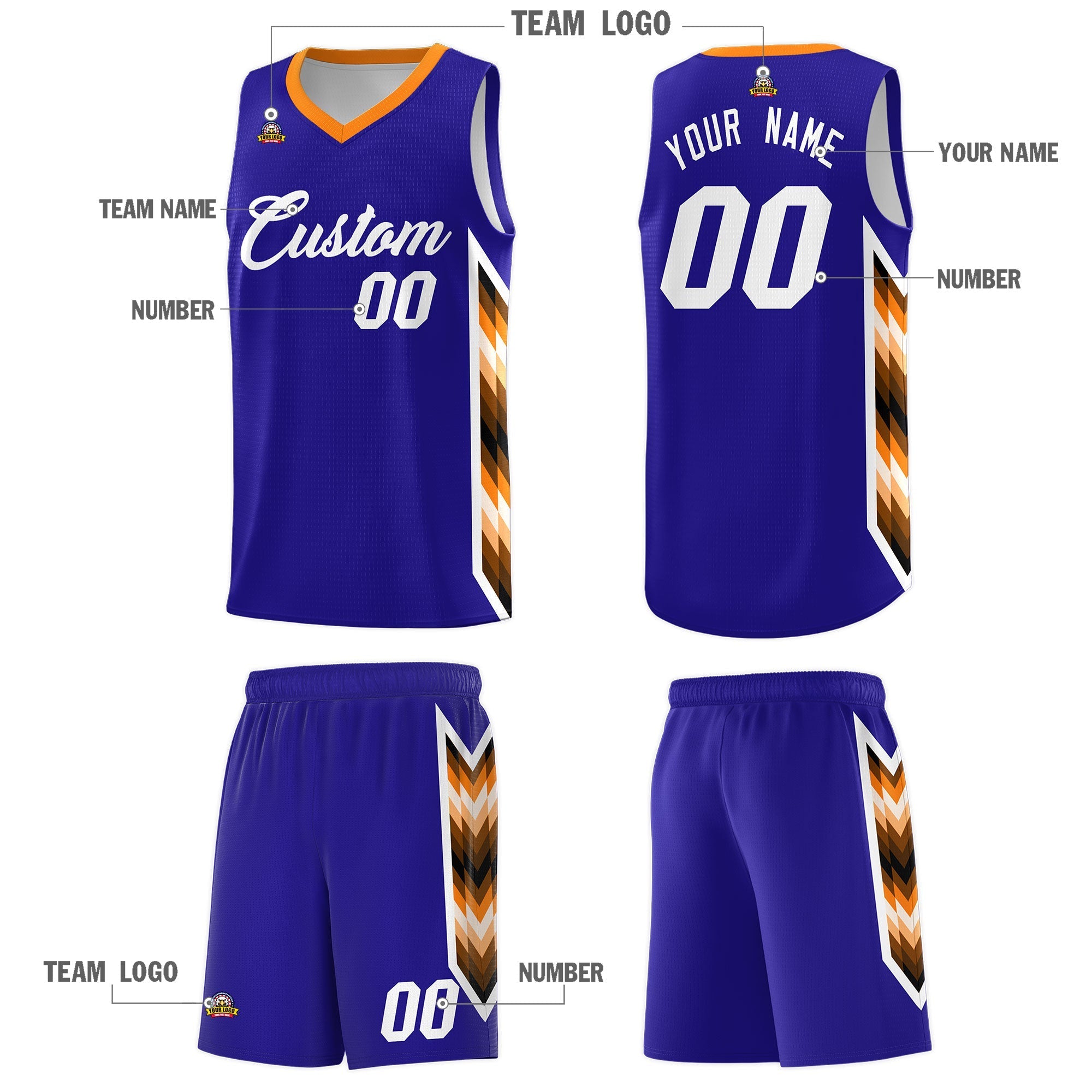 Custom Royal Mosaic Gradient Fashion Sports Uniform Basketball Jersey|KXKSHOP