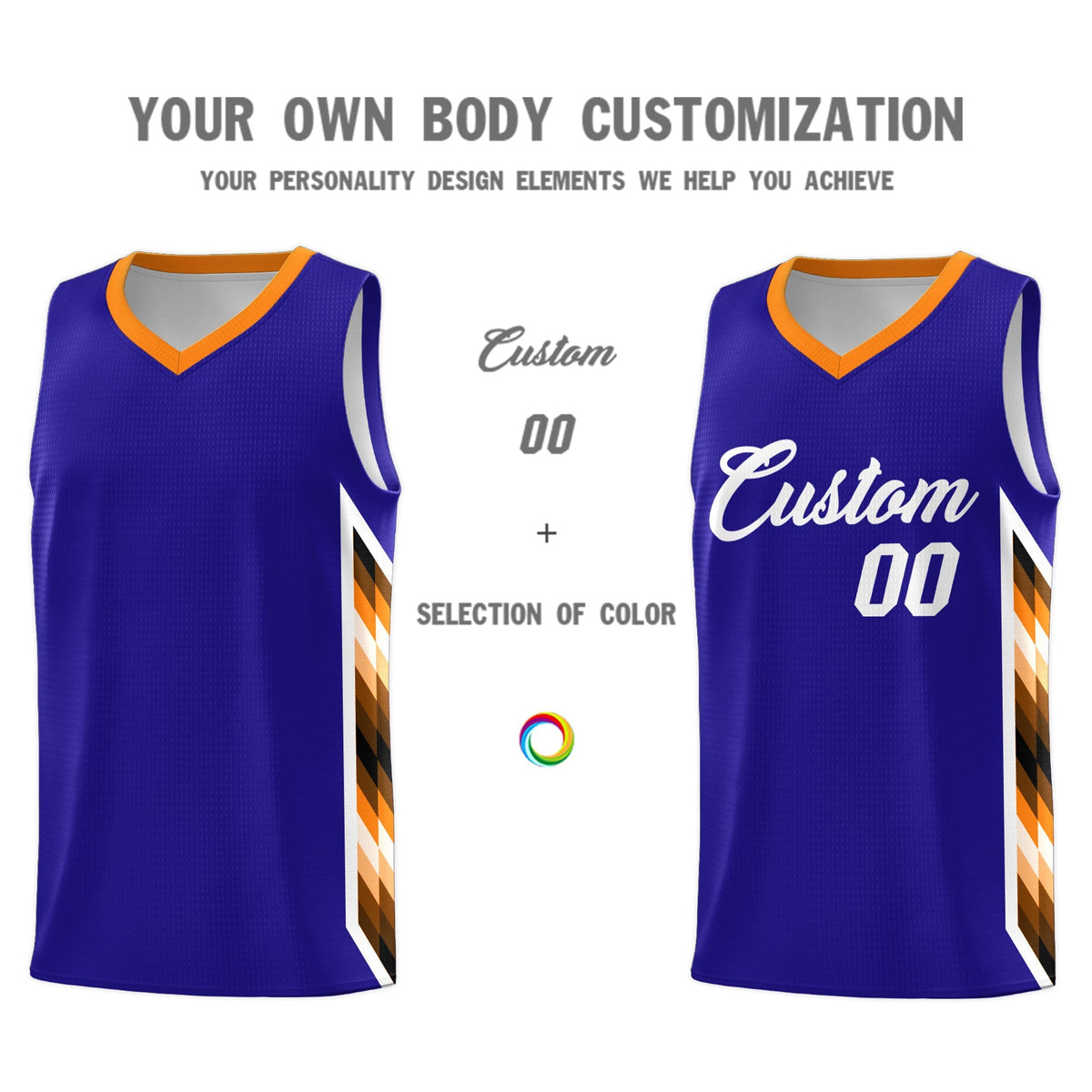 Custom Royal Mosaic Gradient Fashion Sports Uniform Basketball Jersey|KXKSHOP