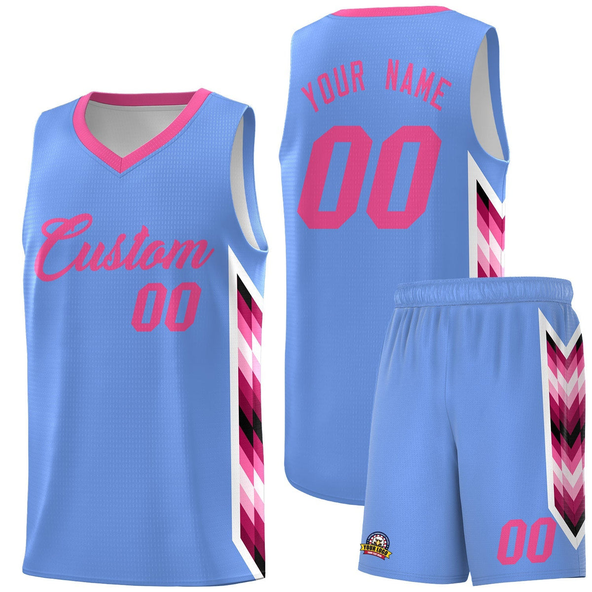 Custom Light Blue Mosaic Gradient Fashion Sports Uniform Basketball Jersey|KXKSHOP