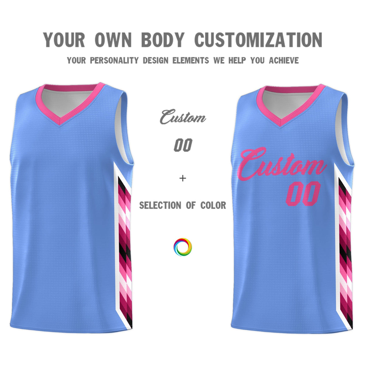 Custom Light Blue Mosaic Gradient Fashion Sports Uniform Basketball Jersey|KXKSHOP