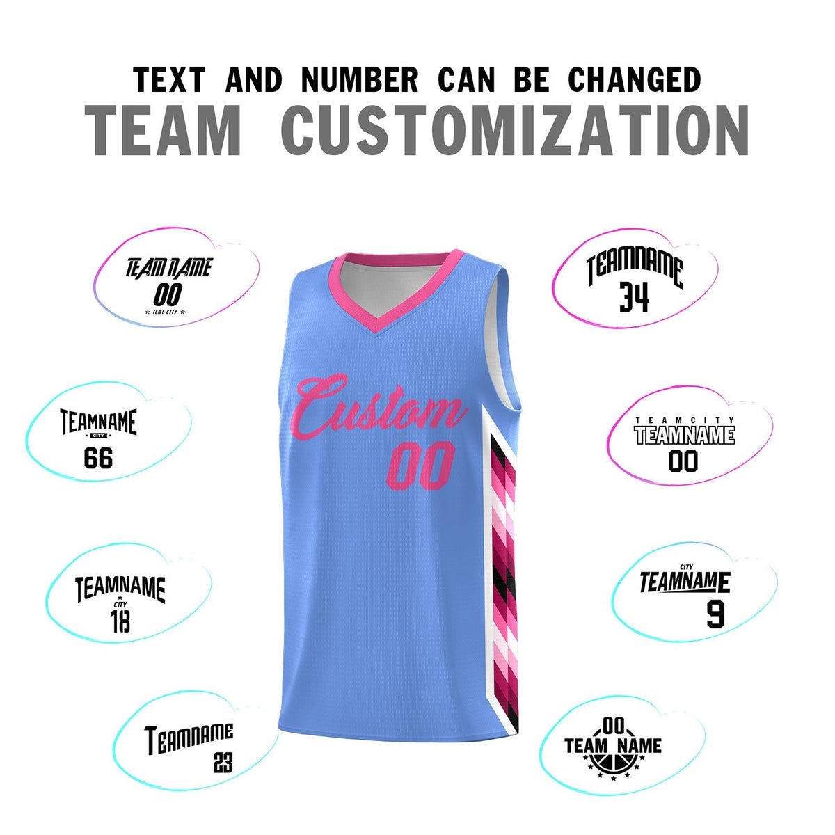 Custom Light Blue Mosaic Gradient Fashion Sports Uniform Basketball Jersey|KXKSHOP