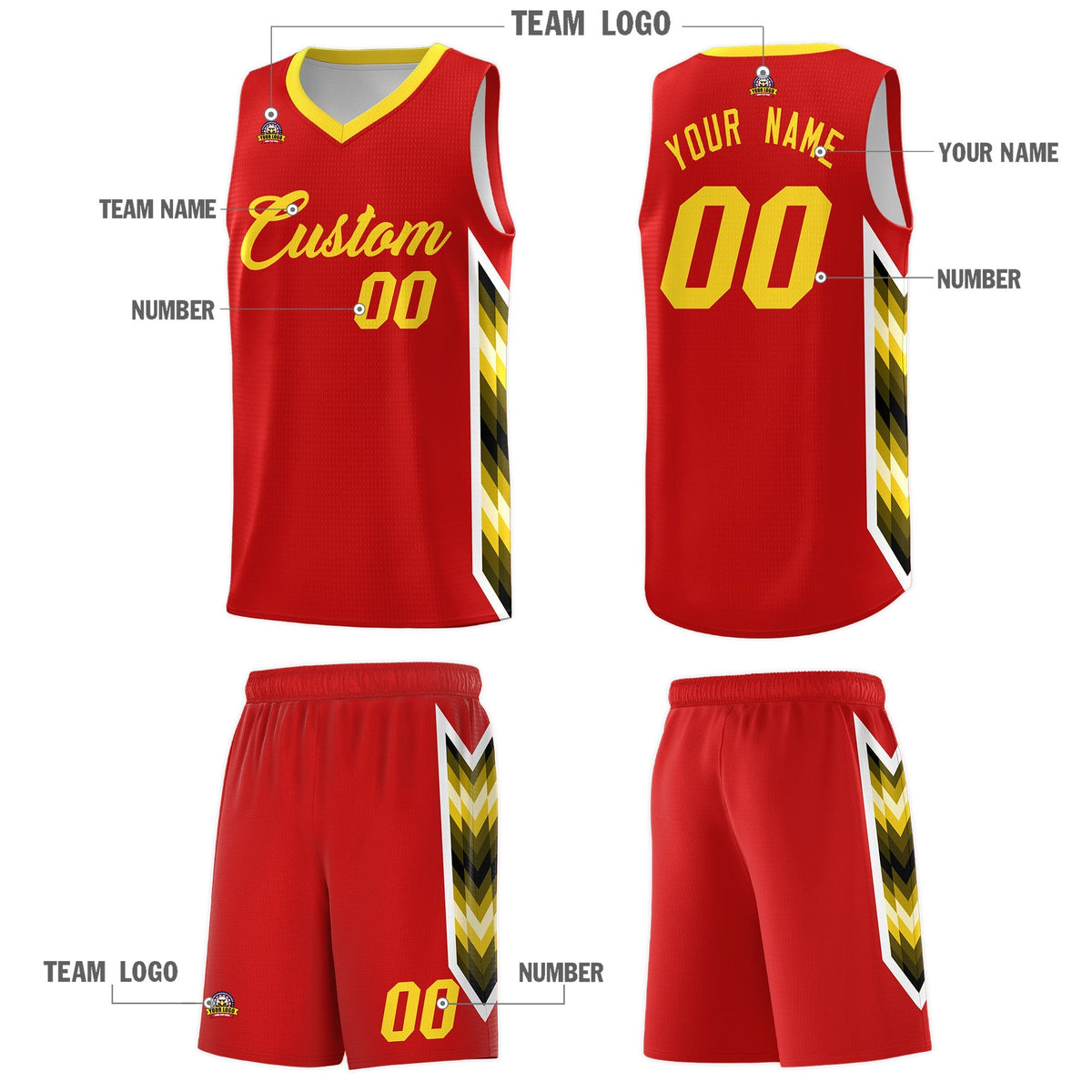 Custom Red Mosaic Gradient Fashion Sports Uniform Basketball Jersey|KXKSHOP