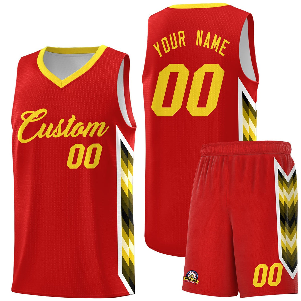 Custom Red Mosaic Gradient Fashion Sports Uniform Basketball Jersey|KXKSHOP