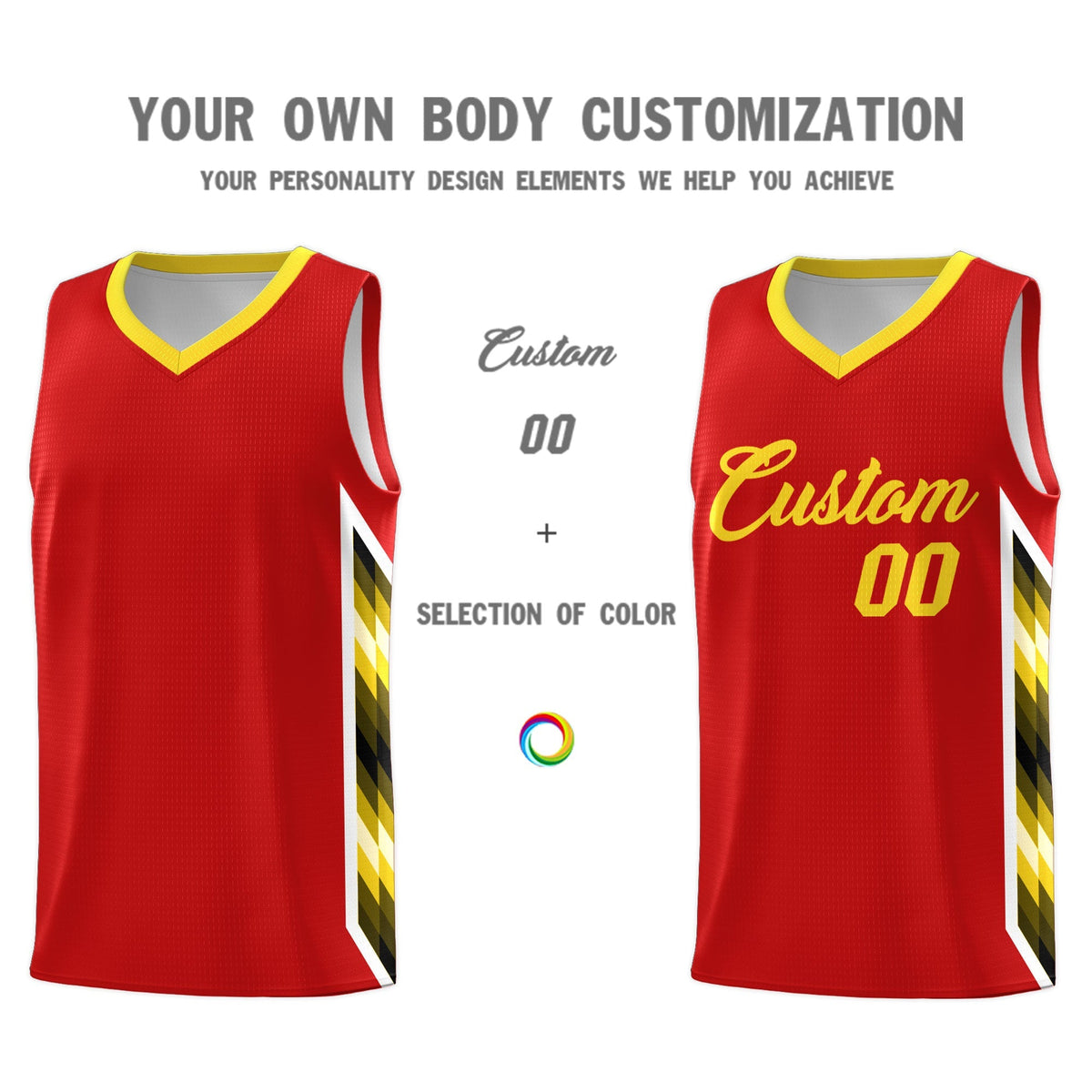 Custom Red Mosaic Gradient Fashion Sports Uniform Basketball Jersey|KXKSHOP