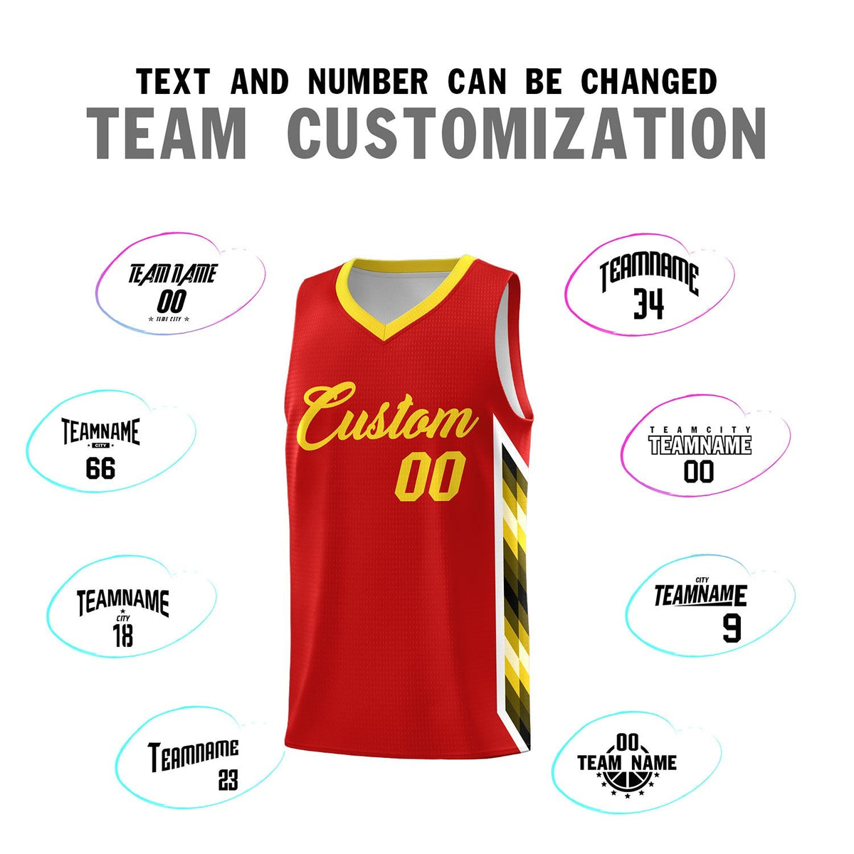 Custom Red Mosaic Gradient Fashion Sports Uniform Basketball Jersey|KXKSHOP