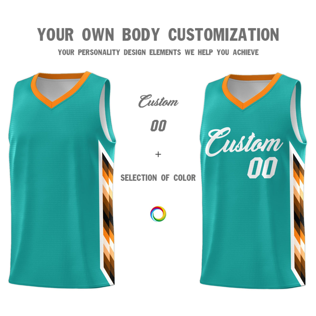 Custom Aqua Mosaic Gradient Fashion Sports Uniform Basketball Jersey|KXKSHOP