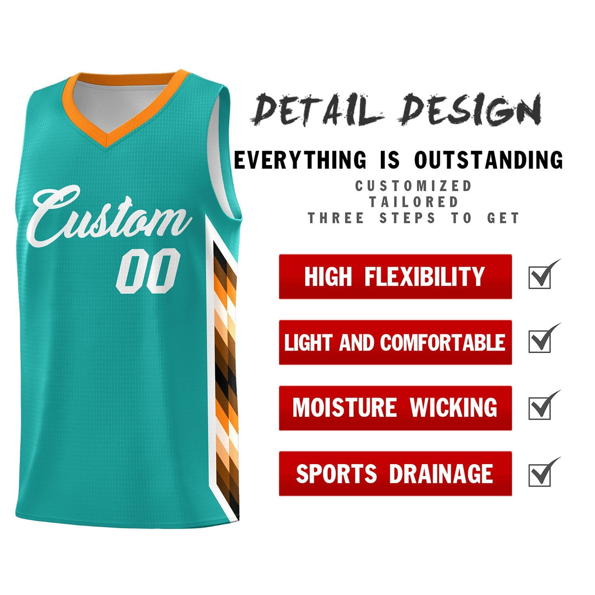Custom Aqua Mosaic Gradient Fashion Sports Uniform Basketball Jersey|KXKSHOP